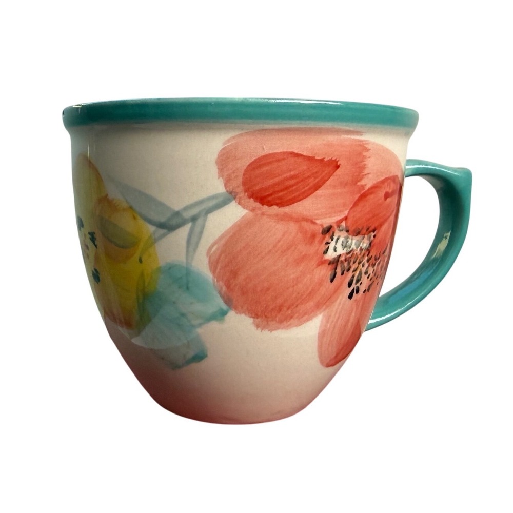 The Pioneer Woman Flea Market Floral Stoneware Mug Teal Interior Flowers Glazed